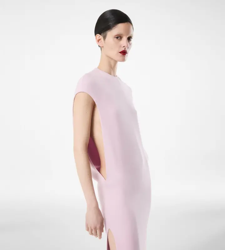 SILK DOUBLE GEORGETTE STRETCH EVENING DRESS ORCHID PINK online